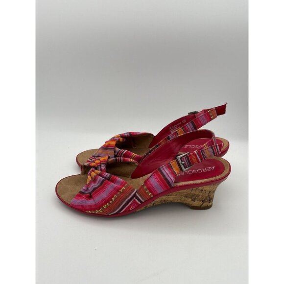 Aerosoles Womens 7W Zenthusiam Fabric Upper Cork Heel Sandals - Picture 3 of 5